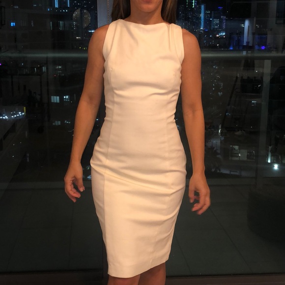 White form fitted classy midi dress - Picture 2 of 2